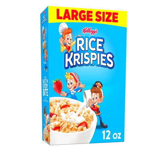 Kellogg's Rice Krispies Cold Breakfast Cereal, 8 Vitamins and Minerals, Rice Krispies Treats, Large Size, Original, 12Oz Box (1 Box)