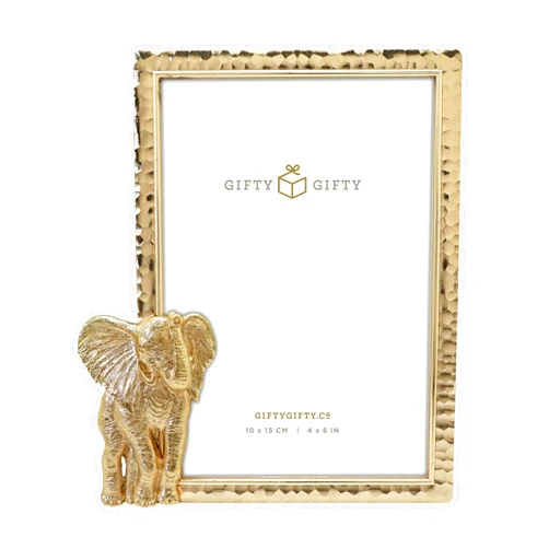 GIFTY GIFTY Modern Elephant Gold Picture Frame 4x6 Picture Frame 4x6 inch Gold Frame Photo Frame for Tabletop Display Photo Frames Gold Frames Perfect for Home Decor Wedding Vacation Graduation