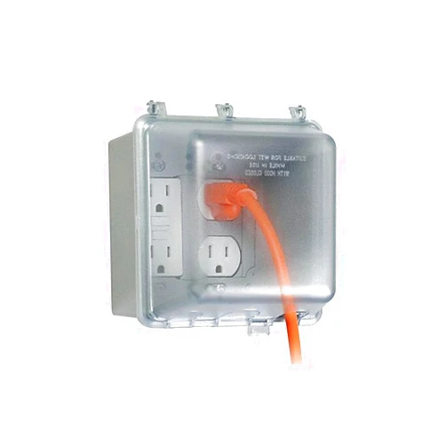 TayMac MM7440C 4.75-in. Deep Outdoor Box, UFAST 55-in-1, Rated NEMA 3R 2-Gang Weatherproof in-Use Electrical Outlet Cover for Home Improvement, Clear