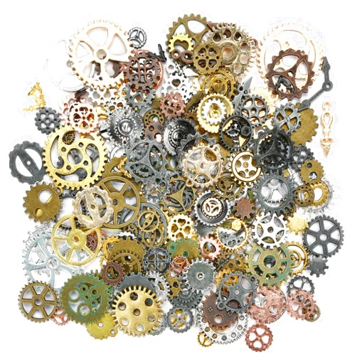 BigOtters 200 Gram Antique Steampunk Gear,Mix Steampunk Wheel Alloy Gear Pendants Charms for Crafting Jewelry Making