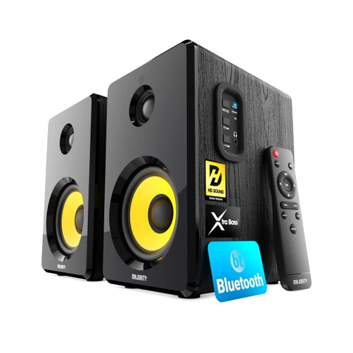 Majority Powered Bluetooth Bookshelf Speakers | Studio Monitors Speakers | 2.0 Home Studio Speakers for PC & Turntables | Bluetooth Powered Speakers with RCA, Optical, USB & AUX Playback D40X