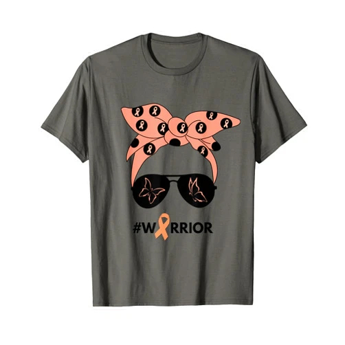 Cancer Awareness Butterfly Ribbon Win Freedom Peach Ribbon Uterine Endometrial Cancer Warrior Bandana T-Shirt