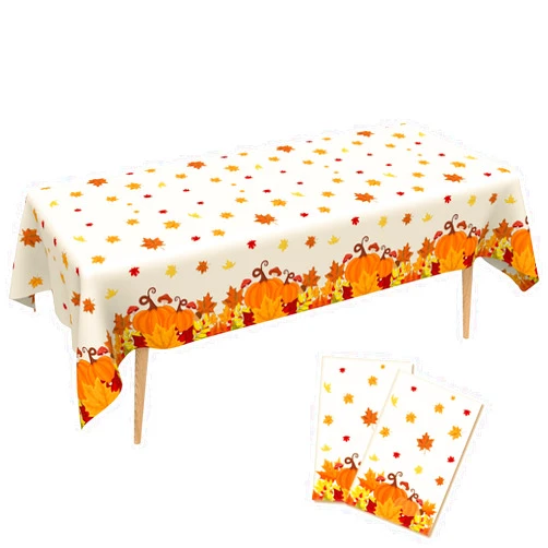 HadrNahkb Thanksgiving Tablecloth Disposable Plastic Fall Tablecloth 2 Pcs Fall Leaves Table Cloths 54