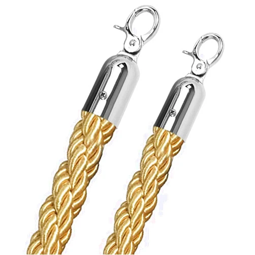 BIBOYA Security Rope Barriers with Silver Hooks, Crowd Control Barriers for Exhibition Decking Restaurant, Commercial Queue Barrier 5 Feet / 1.5m