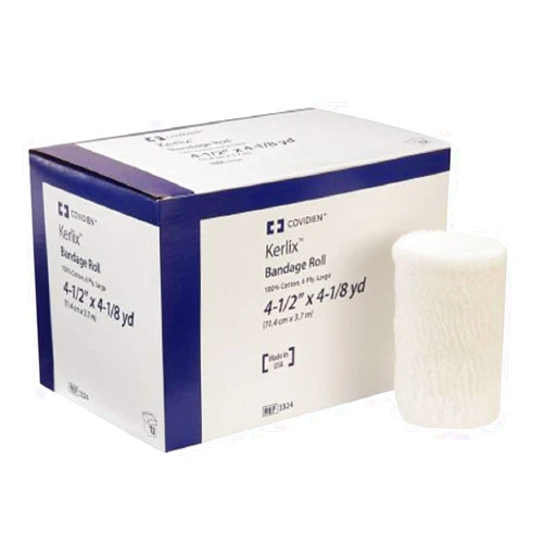 COVIDIEN 3324 Kerlix Bandage Roll, 100% Cotton, 6-Ply, 4-1/2