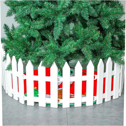 GUAN 4 Pcs White Plastic Christmas Tree Fence, Plastic Picket Fence for Christmas Tree Wedding Party Decoration Holiday Office Home Wedding Party Decor ( 100 cm in Total)
