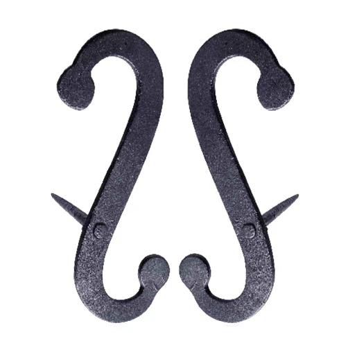 Renovators Supply Manufacturing Shutter Dogs Pair 6.25 in Black Decorative S Shaped Wrought Iron Shutter Dogs with Mounting Hardware