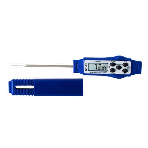 Taylor 9877FDA Compact Waterproof Digital Food Thermometer, 2.81 Inch Stem Length with an FDA Recommended 1.5mm Probe Diameter, NSF, Blue