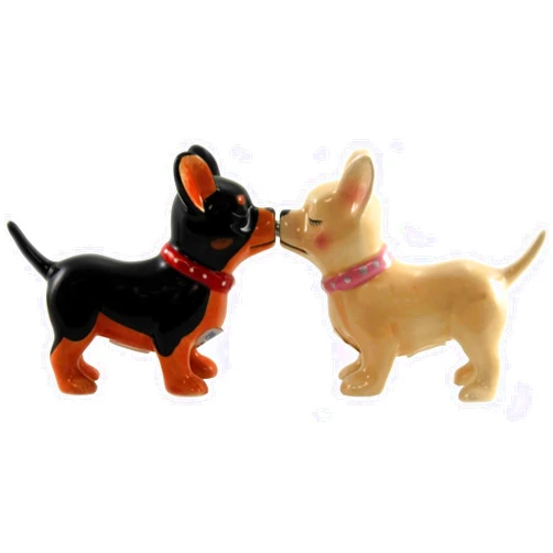 Pacific Giftware Pacific Trading Kissing Chihuahuas Pucker Up Pups, Salt and Pepper Shaker Set, Magnetic