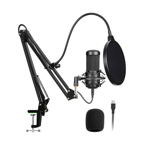 MEKOFO Condenser Microphone,PC Computer Podcast USB Condenser Microphone Cardioid Metal Mic Kit for Recording, Podcasting, Home Studio, YouTube, Black, BM-800