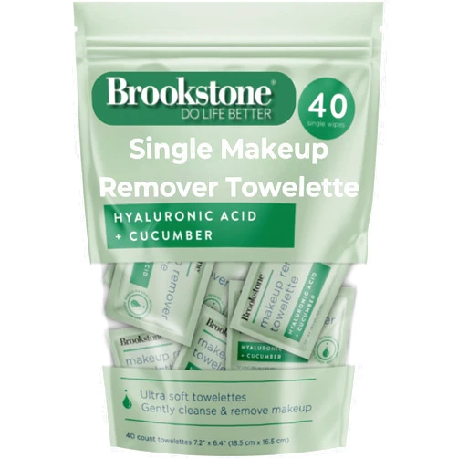 Pink Sky Brookstone Individual Makeup Remover Wipes - Ultra Soft, Makeup Remover Wipes Individually Wrapped, Gently Cleanse & Remove Makeup, 40 Count Makeup Wipes Individually Wrapped