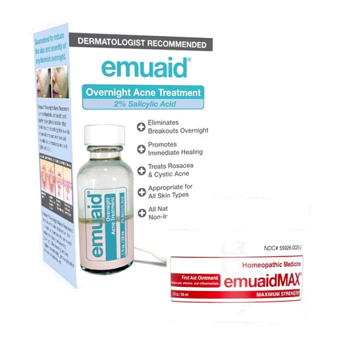 EMUAID Acne Erasing Duo - EMUAIDMAX Maximum Strength 2oz with Overnight Acne Treatment