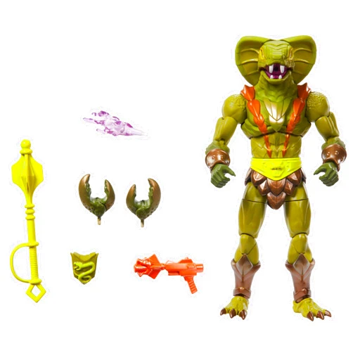 Masters of The Universe Masterverse Action Figure, New Eternia Kobra Khan, 7 Inch Motu Toy 30 Articulations, Camo Khan Alt Look with Accessories