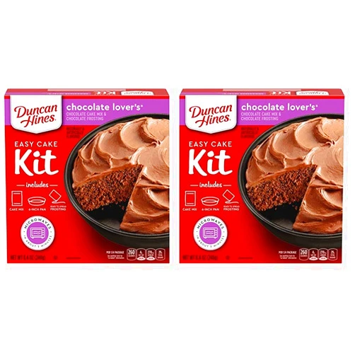 Duncan Hines Easy Cake Kit Chocolate Lover's Cake Mix, 8.4 oz (Pack of 2)