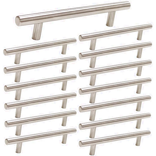 homdiy 15 Pack Brushed Nickel Cabinet Pulls 3 Inch Handles Stainless Steel Cabinet Hardware for Kitchen and Bathroom Cabinets, 5 Inch Overall Drawer Pull