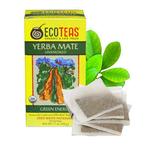 ECOTEAS Organic Unsmoked Yerba Mate Tea Bags - 24 Count, 1.7 Oz - Organic Detox Tea - Hi Caf Tea - Clean Yerba Mate Energy Burst - Ecoteas Yerba Mate
