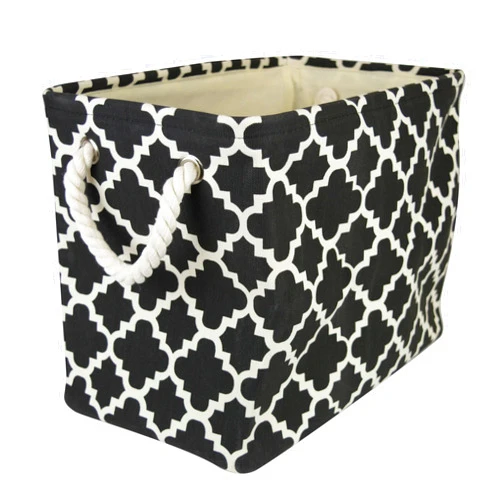 DII Polyester Container with Handles, Lattice Storage Bin, Medium, Black Lattice