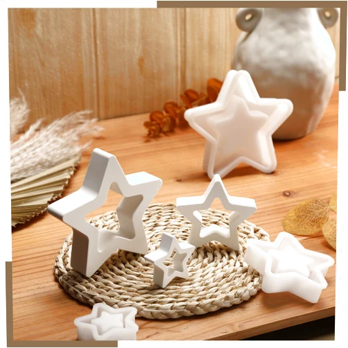 Tioncy 3 Sizes Star Candle Jar Mold 3D Pentagram Silicone Mold for Home DIY Concrete Cement Jesmonite Raysin Epoxy Resin Casting Mould Christmas Star