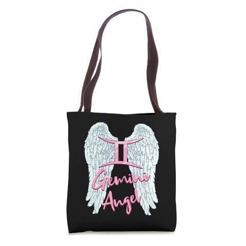 Gemini Zodiac Sign Angel with Angel Wings Gemini Angel Zodiac Sign with Angel Wings for Women Tote Bag