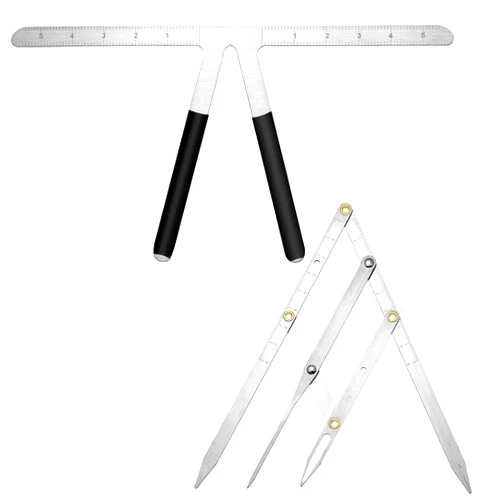 Frienda 2 Pieces Tattoo Eyebrow Ruler 3-Point Positioning Ruler Eyebrow Golden Ratio Caliper Microblading Ruler Brow Caliper Measuring Tool Plastic Eyebrow Caliper for Student (Silver)