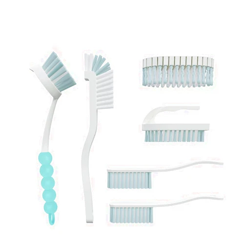 CN1ST 6 PCS Cleaning Brush, Scrub Brush Set for Kitchen and Bathroom Household Use with Various Brushes for Cleaning Dishes, Tiles, Corners and Floors Sky Blue