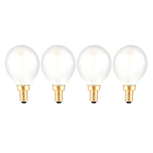 TOKCON Frosted LED Ceiling Fan Light Bulbs- E12 Candelabra Base 2700K Soft Warm White Dimmable 40W Equivalent G16.5/G50 Globe Bulb- 4W Short Round LED Lamp for Bedroom, Pendant, Chandelier, Vanity- 4 Count