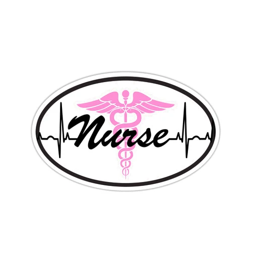 Sticker Frenzy 5 Piece Set |RN Heart Monitor Heart Beat Nurse BSN NP Pink Caduceus Sticker Decal 3x5 inches