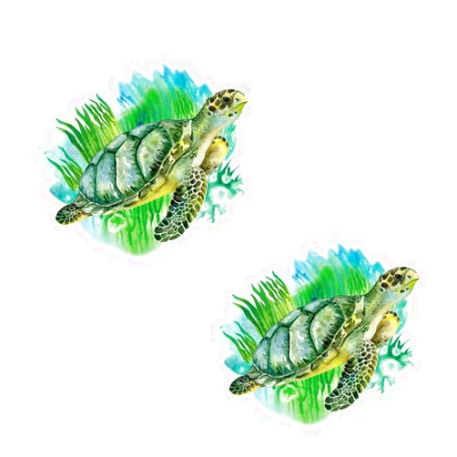 HAOHUODUO 2 Pack Sea Turtle Wall Decals Vinyl Ocean Turtle Wall Stickers Decor Removable Turtle Ocean Stickers DIY Underwater Bathroom Wall Decals Decoration for Home Office Nursery Room Toilet 11.4x10.4 Inch