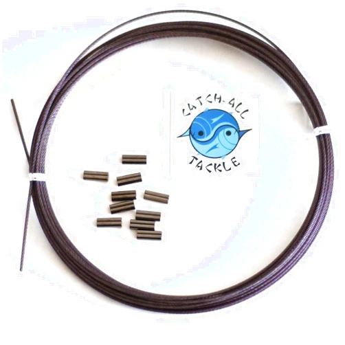 Catch All Tackle 49 Strand Stainless Steel Black Vinyl Coated Cable Kit 30' with 10 crimps