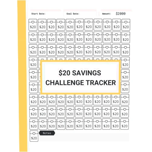 Pretty Butterfly Creatives $20 Savings Challenge Tracker: 100 Days to Save $2000 Envelope Money Saving Challenge Notebook - 20 Dollar Daily Savings Chart
