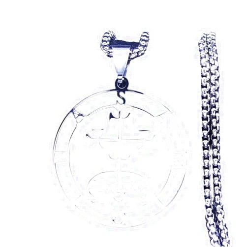 TUHYNTJTS Sigil Of Samigina Seal Satan Stainless Steel Paimon Sceal Chain Necklaces Baphomet Silver Color Hides Shirt Jewelry VHM2150