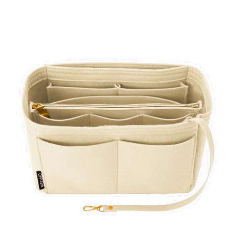OPPOSHE Purse Organizer Insert for Handbags, Softened Felt Bag Insert Organizer for Tote, Handbag Organizer Compatible with LV, Coach, MK, Kate Spade, Goyard, Longchamp (Beige, Medium)