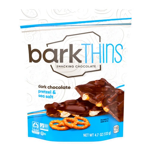 barkTHINS Dark Chocolate Pretzel and Sea Salt Snacking Chocolate Bags, 4.7 oz (6 Count)