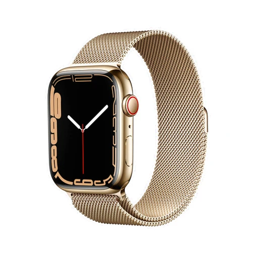 Apple Watch Series 7 (GPS + Cellular, 45MM) Gold Stainless Steel Case with Gold Milanese Loop (Renewed)