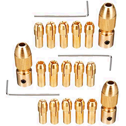 Mesee 3 Sets Small Brass Drill Chuck, Mini Electric Drill Bit Collet Micro Twist Drill Chuck Set with Allen Wrench Fits Most Rotary Tools, 2.35mm Size