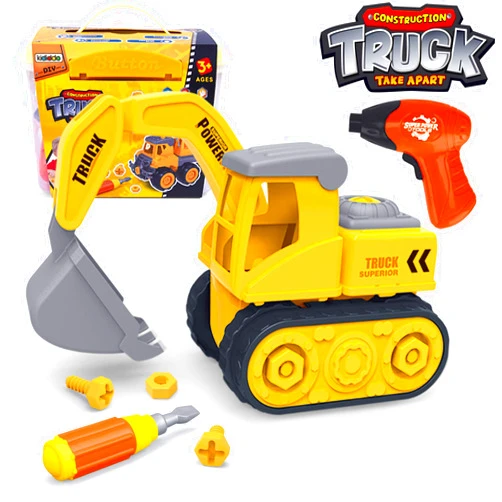 Kididdo Excavator Toys for Boys 3-5 Years Old Kids Construction Vehicle Building Toys for Toddlers Take Apart Truck with Screwdriver and Drill DIY Educational STEM Toy Gift for 3 4 5 Yeas Old Boy