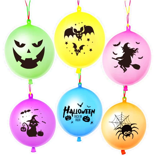 ZMCINER 36 PCS Halloween Punch Balloons, Halloween Punching Balloons Party Favor Supplies Decorations, Goodie Bag Filler, Trick or Treat Game, Halloween School Classroom Game (6 Themes)