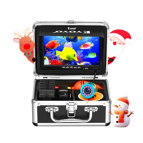 Eyoyo Underwater Fishing Camera 7 inch LCD Monitor Fish Finder Waterproof 1000TVL Fishing Camera 12pcs Infrared Lights for Lake, Boat, Ice Fishing