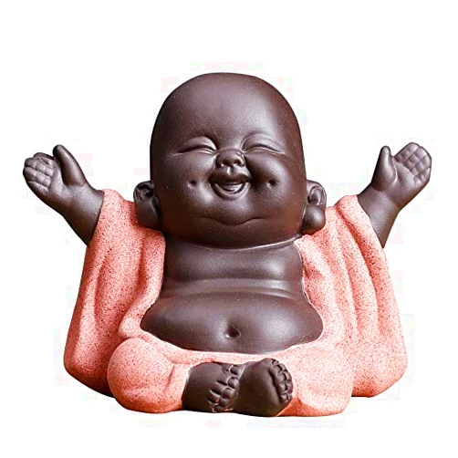 Kingzhuo Ceramic Little Cute Baby Buddha Statue Monk Figurine Buddha Figurines Home Decor Creative Baby Crafts Dolls Ornaments Gift Chinese Delicate Ceramic Arts and Crafts (Type 1)