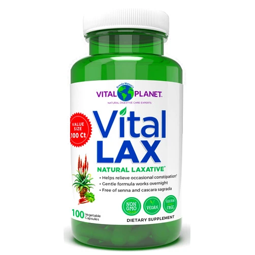 Vital Planet - Vital Lax Natural Laxative Cleanse Supplement for Occasional Constipation, with Magnesium Hydroxide, Slippery Elm, Aloe, and Triphala to Support Bowel Regularity 100 Capsules
