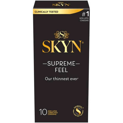 SKYN Supreme Feel Non-Latex Condoms - 10 Count – Ultra-Thin & Pre-Lubricated with Natural Fit & Strength of Premium Latex