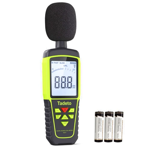 Tadeto Decibel Meter, Tadeto Digital Sound Level Meter Portable SPL Meter 30dB to 130dB(5 Measurement Range) Backlight LCD Display, MAX/MIN Noise Measurement, Audible and Visual Alarms,Data Hold, A/C Mode