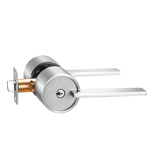 Berlin Modisch Zero Gravity Urban Series Entry Lever Door Handle Lock and Key Locking Lever Set [for Front Door or Office] Reversible Heavy Duty – Satin Nickel Finish