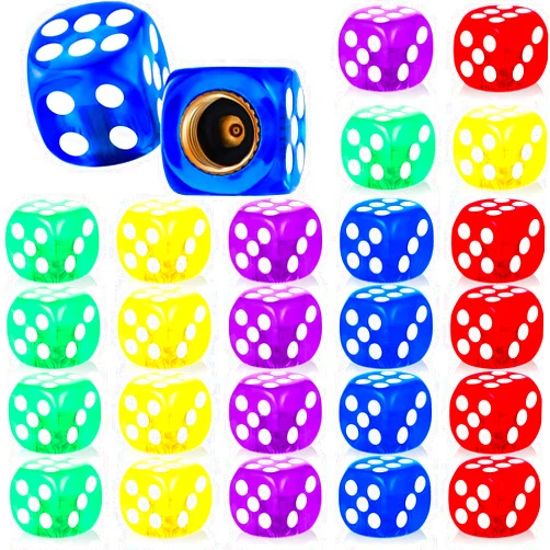 Frienda 20 Pieces Dice Valve Cap Acrylic Dice Valve Stem Tyre Cap Motorcycle Wheel Stem Tyre Air Valve Cap Bicycle Dustproof Stem Cap Multicolored Tire Cap for Bike Car Bicycle Truck