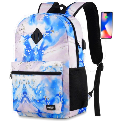 YAMTION School Backpack,Classic Cute Bookbag Men and Teen Boy Schoolbag with USB Charging Port for High School College Office Work Travel