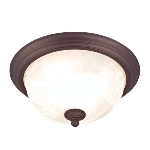 Westinghouse 6230900 Naveen Two-Light Flush-Mount Exterior Fixture, Oil Rubbed Bronze Finish on Steel with White Alabaster Glass