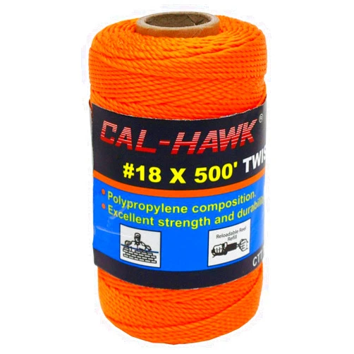 AlohaLake Cal-Hawk #18 x 500' Twisted Mason Line (Orange)