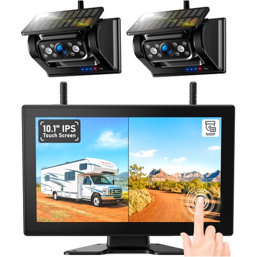 ZEROXCLUB Magnetic Solar Wireless Backup Camera HD 1080P DVR 10.1