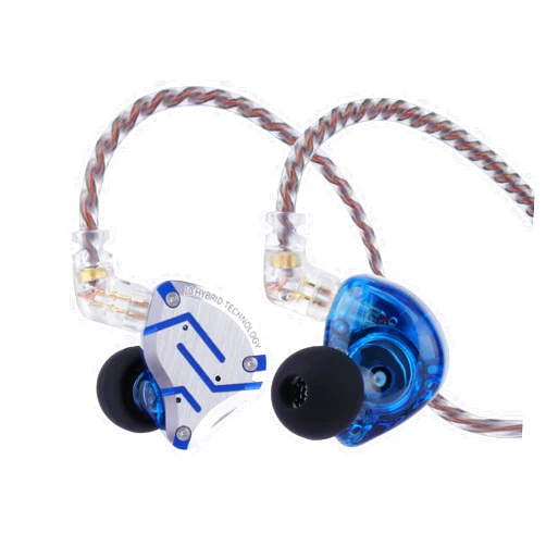 Linsoul KZ ZS10 Pro, 4BA+1DD 5 Driver in-Ear HiFi Metal Earphones with Stainless Steel Faceplate, 2 Pin Detachable Cable (with Mic, Glare Blue)