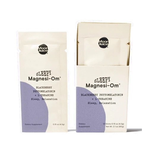Moon Juice - Sleepy Magnesi-Om, BlackBerry - Sticks (14 Servings) - Support Sleep Fast & Deep - Plant Based Melatonin, Magnesium & L-Theanine - 100% Traceable - Vegan & Non GMO - 0.15 oz